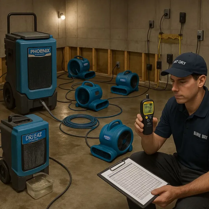 Structural Drying and Dehumidification process in Purcellville, VA